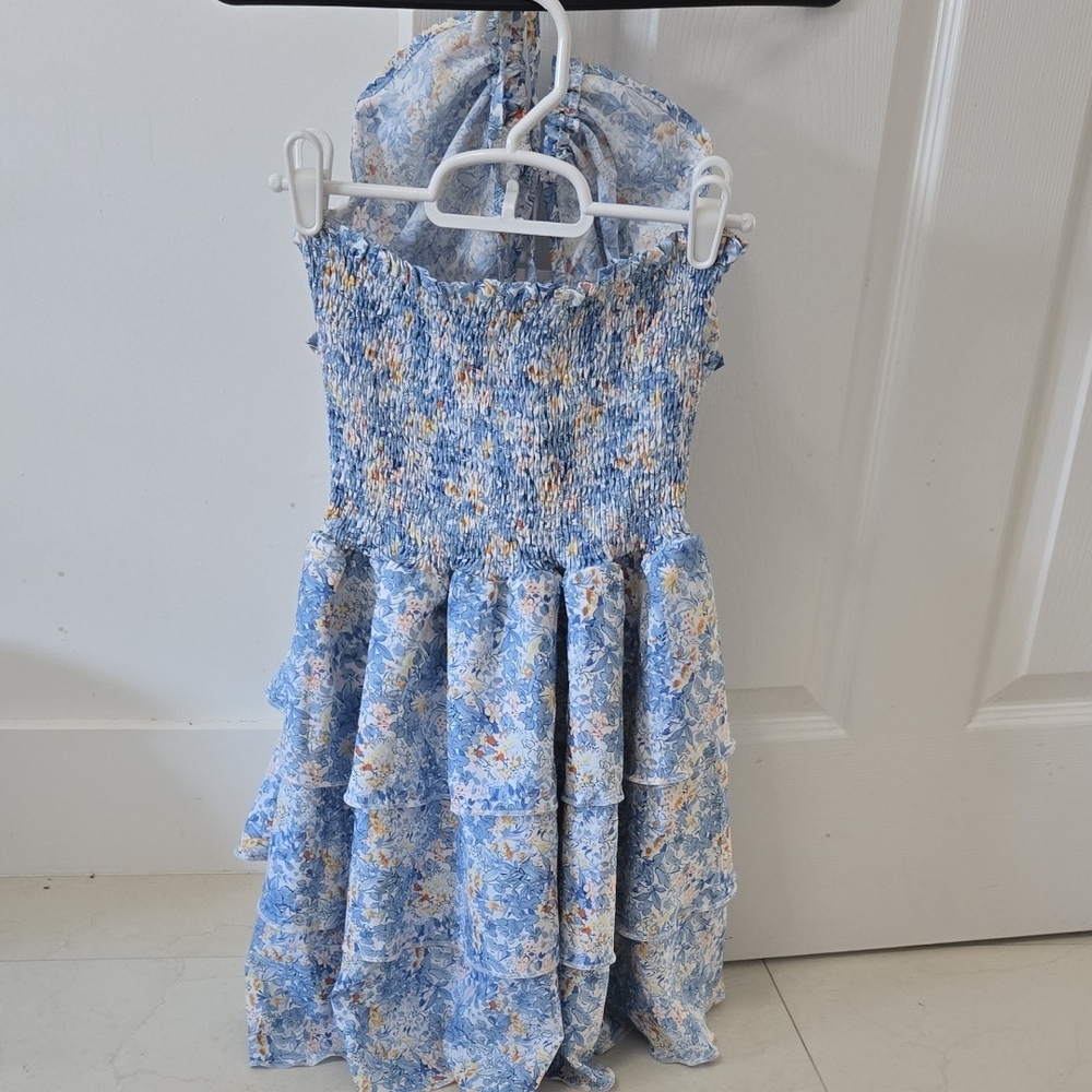Blue Floral Ruffle Teenager Dress - Picture 2 of 6